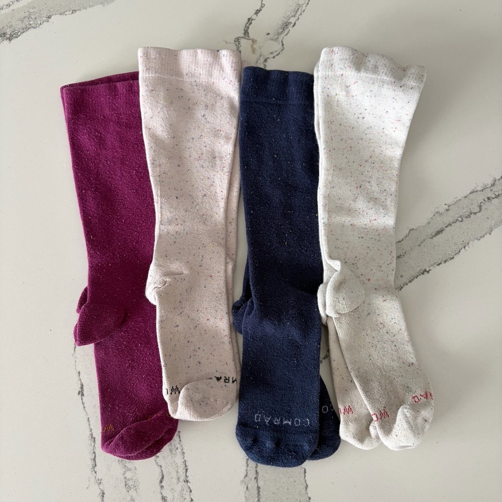 Comrad Recycled Cotton Compression Sock Bundle Medium Wide Calf 4-Pack